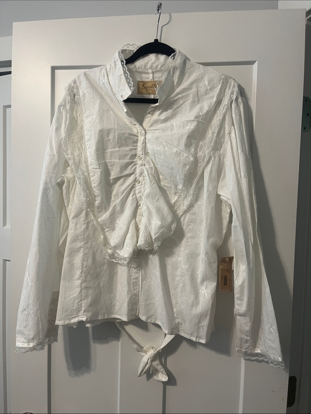 Western Victorian Feminine Cottagecore Festival White Ruffled Floral XL NWT